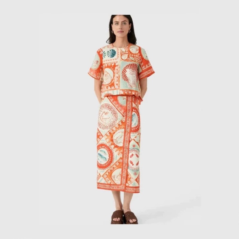 새로운 여성용 독특한 디자인의 플로럴 린넨 프린트 투피 - Midi Skirt Floral 리뷰 및 가격
