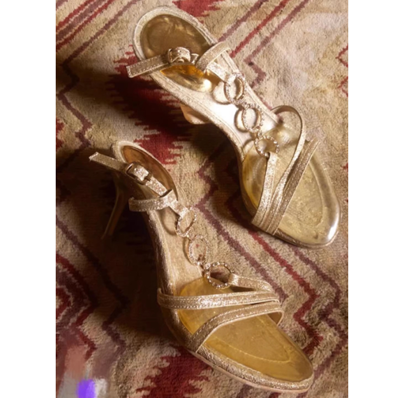 골드 스트랩 라인스톤 슬링백 스틸레토 샌들 여성 여름  - Sandal Strappy Heeled 리뷰 및 가격